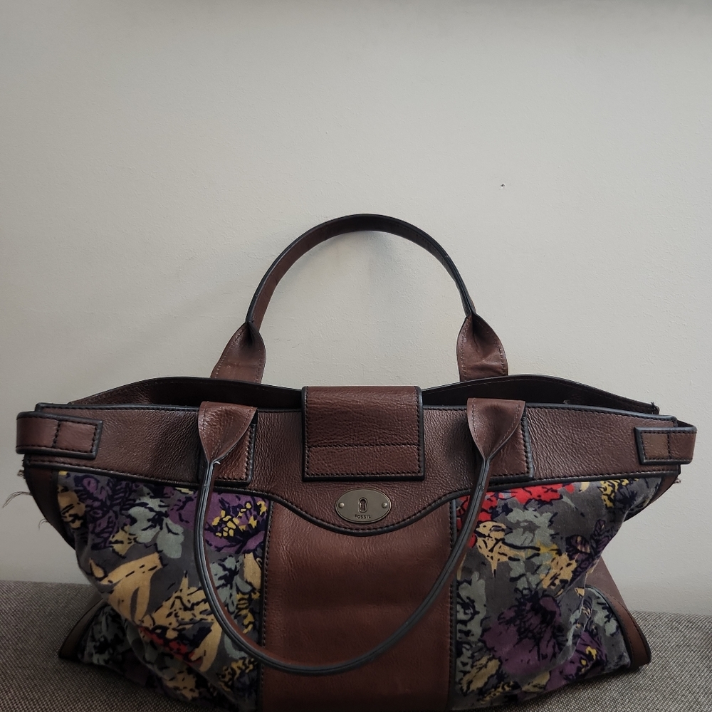 Fossil Vintage Reissue Large Leather/Tapestry Wee… - image 2